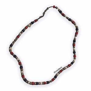 Vintage Patriotic Red, White, Blue, and Silver Tone Beaded USA Necklace